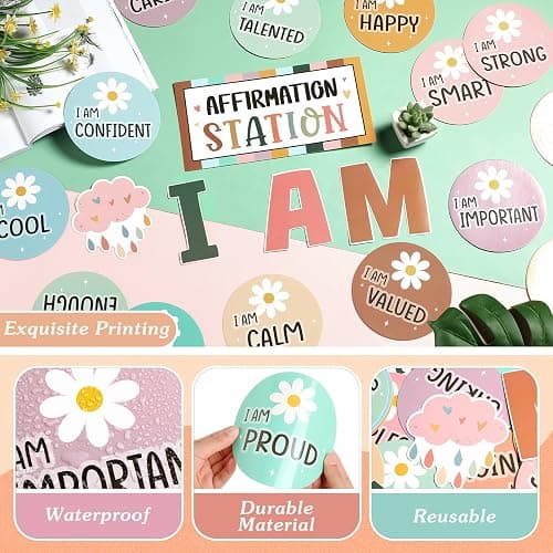 Frienda Boho Affirmation Station Bulletin Board Set Motivational Posters Classroom Mirror Growth Mindset Decor Positive Affirmations Accents Cutouts for School Office Home Teacher Wall Supply thumbnail 4