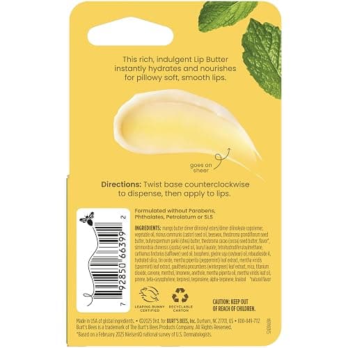 Burt's Bees Sweet Mint Lip Butter, Repairs Dry Lips, 24 Hour Hydration, Locks in Moisture, Includes Shea and Mango Butters, Antioxidant Rich Vitamin E, Convenient Twist Up Dispenser, 0.5 Oz. thumbnail 13