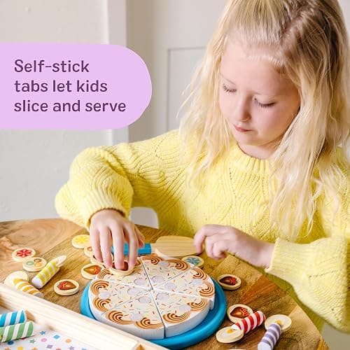 Melissa & Doug Birthday Party Cake - Wooden Play Food with Mix-n-Match Toppings and 7 Candles thumbnail 3