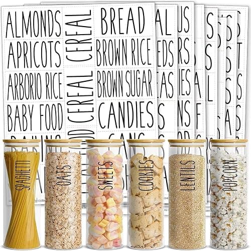 Talented Kitchen Kitchen Adhesive Labels - Waterproof Labels for Storage Bins - Pantry & Jar Stickers for Spices - Pack of 136, 2 x 3 in, Black Text on Clear Vinyl - Image 1