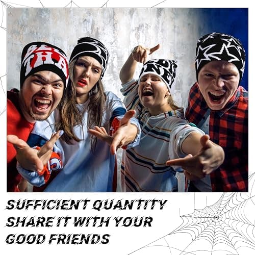 Ramede 4 Pcs Y2k Beanie Pack - Double Sided Graphic Beanies for Men and Women, Acrylic Knitted Y2k Hats Accessories - Knitting - Multiple thumbnail 5