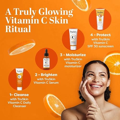 TruSkin Vitamin C Face Cream - Brightening Daily Moisturizer, 2 fl oz | Vitamins C & E, B5, Jojoba Oil & Green Tea to hydrate, nourish and support smooth, radiant-looking skin thumbnail 7