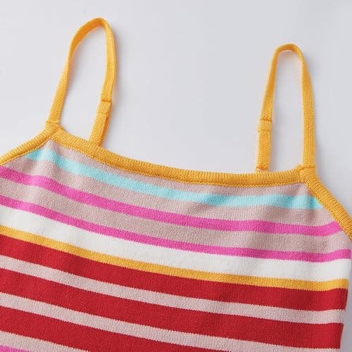 Adoeren Women Striped Knit 2 Piece Maxi Skirt Set Y2k Spaghetti Strap Crop Tank Top Bodycon Skirt Vacation Outfits thumbnail 6