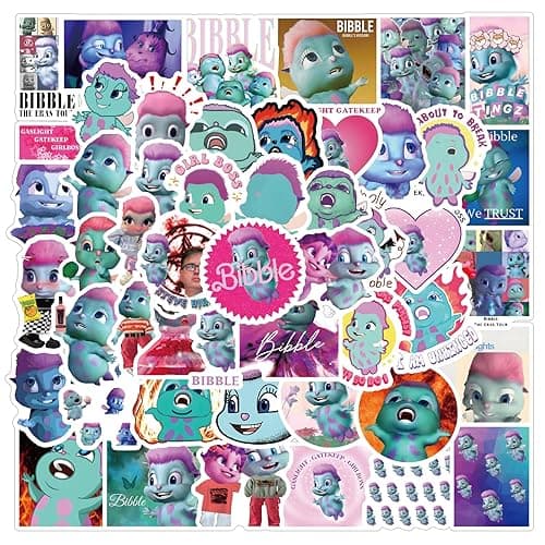 61Pcs Bibble Stickers Aesthetics Cartoon Stickers Pack，Halloween Decoration Vinyl Waterproof Stickers for Water Bottle, Laptop, Phone, Skateboard, Journaling, Gifts for Kids Teens Adults