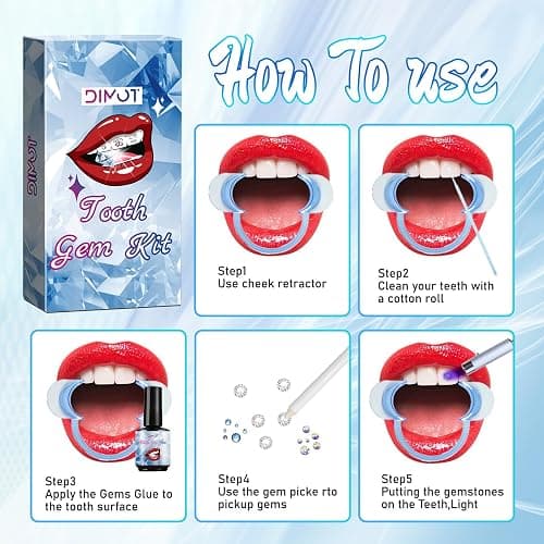 Tooth Gems Kit for Teeth Gems Kit with Light,190 Tooth DIY Gem Kit Tooth Jewelry Gems Kit 2025 New for Man&Women thumbnail 2