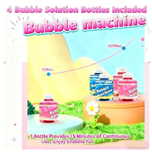 EagleStone 2 Pack Bubble Gun Machine for Kids, Automatic Light Up Bubble Blower with 4 Bottles 10 Bags Refill Solution, Bubble Guns Blaster for Toddlers, Outdoor Toys Gifts, Wedding Easter Party Favor thumbnail 7