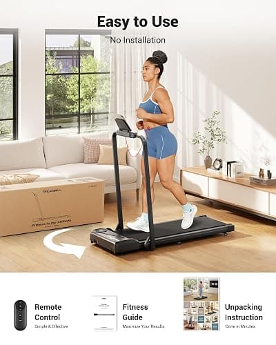 THERUN Walking Pad, 2 in 1 Foldable Treadmills for Home, 2.5HP Under Desk with Handle Bar, 16" Widened Running Belt, with Remote Control thumbnail 5