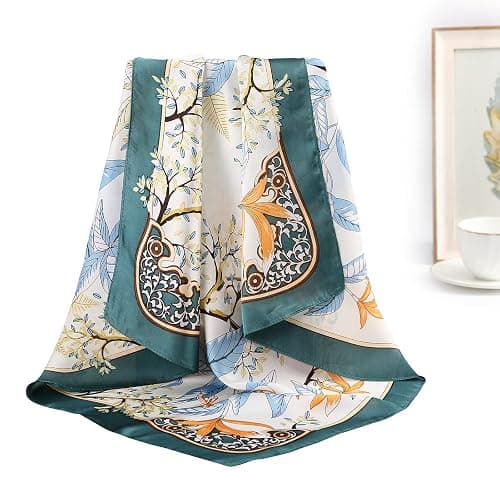 CHLINS 27.5 Inches Silk Feeling Square Head Scarf - 4 Pcs Satin Square Head Scarves for Women Hair Bandanas Head Kerchief thumbnail 5