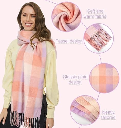 YSense Winter Scarf for Women, Fashion Long Plaid Scarves Warm Big Tartan Blanket Wrap Shawl Ladies Gifts thumbnail 2
