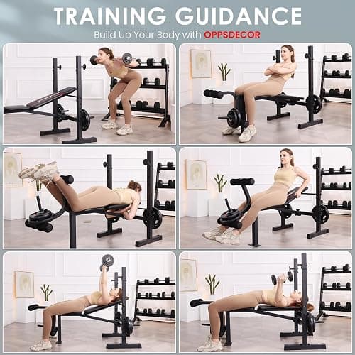 OPPSDECOR Weight Bench Set, Multi-Function Adjustable Bench Press with Squat Rack Leg Extension & Leg Curl Workout Bench Foldable Workout Bench Flat/Incline/Decline Upgrade Weight Benches for Home Gym thumbnail 4