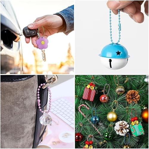 Lemonkey 200Pcs Ball Beads Chains Bulk Pink Keychains Ringss,4 Inch Dog Tag Small Chains with Connectors for Hanging Decoration thumbnail 4