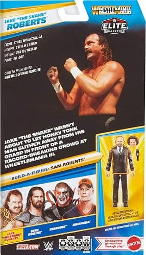 Mattel WWE Elite Collection Action Figure & Accessories, Premium Live Event Jake “The Snake” Roberts Set, Wrestlemania with Sam Roberts Build-A-Figure Parts thumbnail 6