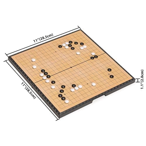 YMI Magnetic Travel Go Game Set, 11-Inch Compact 19x19 Board, 361 Stones | 19x19 magnetic Go set, 11 x 11 x 0.6 in folding board, 361 magnetic stones, 2 bowls, weighs 1.72 lbs. thumbnail 2