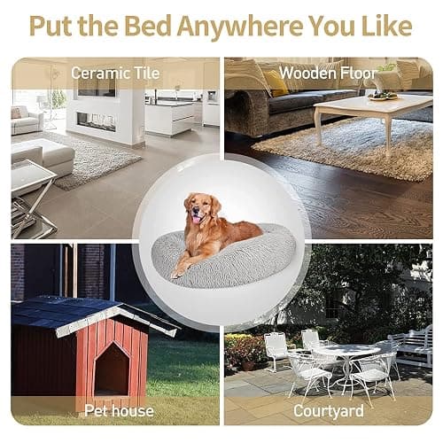 Panier Rond Chien Dehoussable, Coussin Chien Amovible et Lavable, Anti-Dérapant, Lit pour Chien Grande Taille Orthopedique, Moelleux et Confortable (XL:80cm, Marron) thumbnail 6