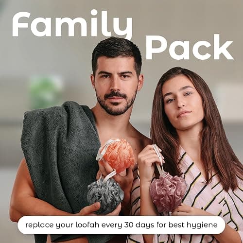 MainBasics Shower Loofah Sponge Pouf, Set of 3, Coral Reef | Soft Mesh Body Scrubber and Bath Sponge for Gentle Exfoliation, Rich Lather, and Everyday Shower Use thumbnail 7
