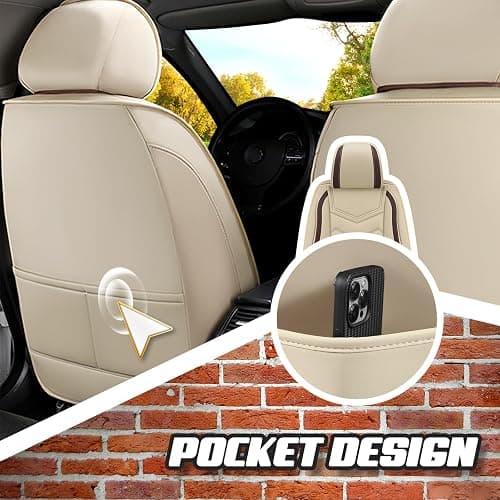 ADERN Car Seat Covers for Honda Accord 2000-2025, Premium Nappa Leather Car Seat Cover, Stylish Sport Seat Covers， Automobile Seat Cover Sets.(Standard 5 Seats/Beige) thumbnail 2