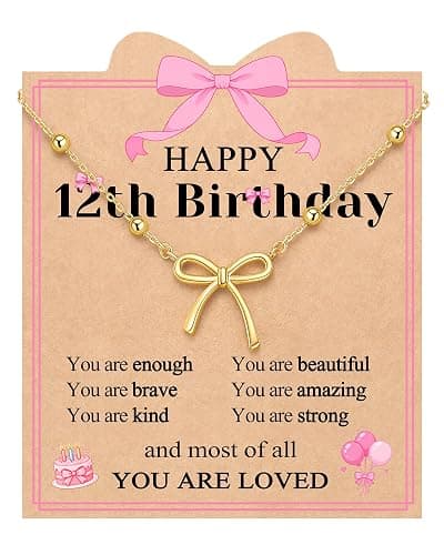 UNGENT THEM You Are Loved - Cute Bow Necklace Happy 8th 9th 10th 11th 12th 13th 14th 15th 16th 18th Birthday Gifts for Girls Women - Image 1