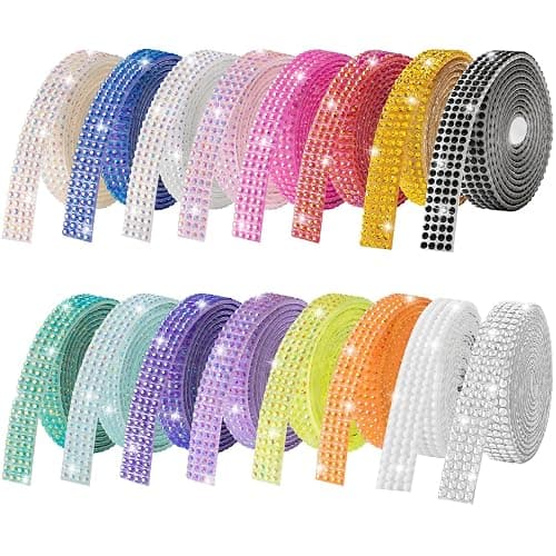 LYXMYGS 16-Yard Bedazzling Strips, 16-Rolls Rhinestone Ribbon Self Adhesives, 16 Colors Bedazzling Kit, Rhinestones for Crafting, Rhinestone Strips for DIY Craft - Image 1