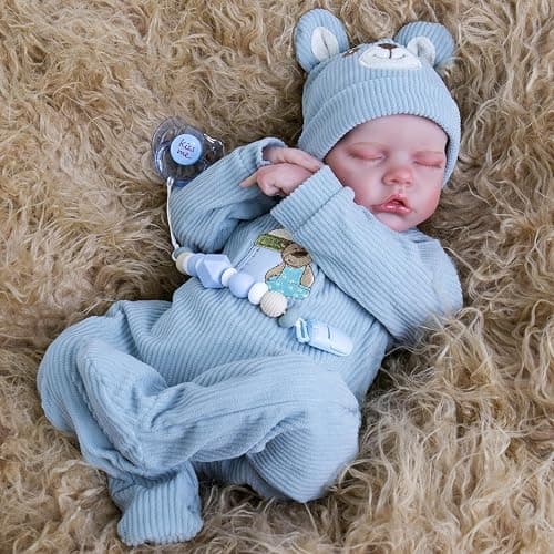 Aori Reborn Baby Dolls Boy - 18 Inch Realistic Sleeping Newborn Doll Soft Cloth Body Handmade Lifelike Baby Doll with Outfit Set - Weighted Baby Boy for Role Play, Gift for Kids 3+ thumbnail 2