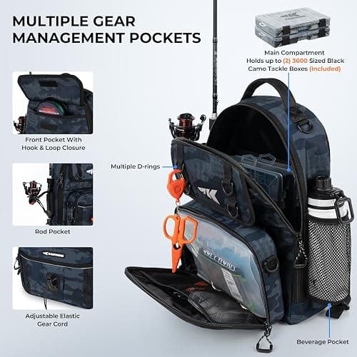 KastKing BaitSpace Fishing Sling Bag, Fishing Backpack with Rod & Beverage Holder, Tackle Bag for Fishing Gear thumbnail 3