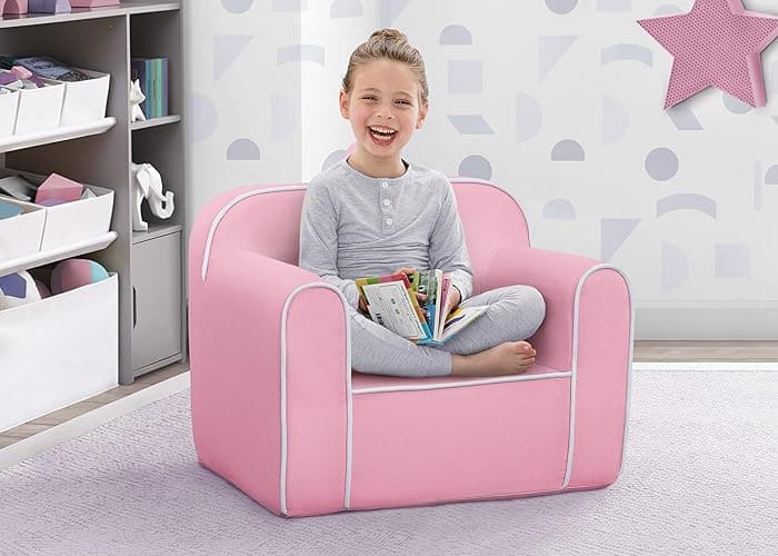 Delta Children Cozee Chair for Kids for Ages 18 Months and Up, Pink/White - Cozee - Pink With White thumbnail 3