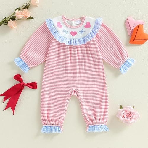 FYBITBO Infant Baby Girls Clothing Cute Doll Collar Jumpsuit Ruffle Long Sleeve Romper Newborn Outfit Fall Winter Clothes thumbnail 4