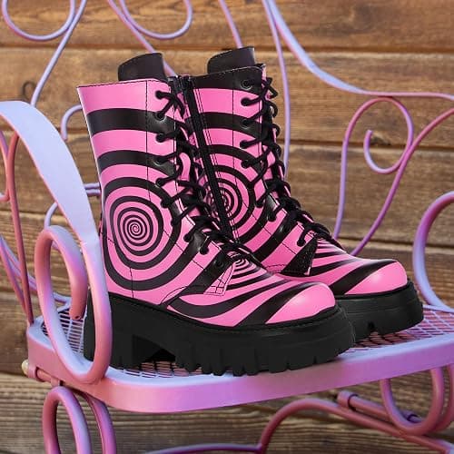 driceic Women's Combat Boot Zebra Platform Ankle Adjustable Lace-Up Vamp Inside Zipper Fashion Party Boots thumbnail 3