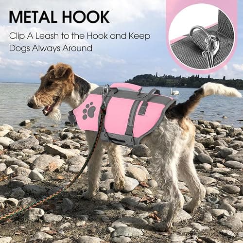 Queenmore Small Dog Life Jacket, Ripstop Dog Life Vest, Small Dog Life Vests for Swimming, Safety Dog Swimming Vest with Handle, Dog Life Vest for Boating with Hook Pet Life Jacket for Swim Water Pool thumbnail 5