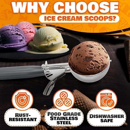 4 oz Ice Cream Scoop with Trigger Release #8 – Stainless Steel Versatile Tool for Baking, Cookies and Desserts Spoons, Dishwasher-Safe, Ergonomic Design, Great as Christmas Gifts for Dessert Lovers thumbnail 3