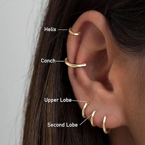 Gokeey 316L Surgical Stainless Steel Small Gold Silver Hoop Earrings for Women Men,Hypoallergenic Cartilage Helix Earrings for Sensitive Ears,Cute Conch Rook Tiny Huggie Hoops Earring Set for Multiple Piercing Jewelry Gift 6mm-12mm thumbnail 8