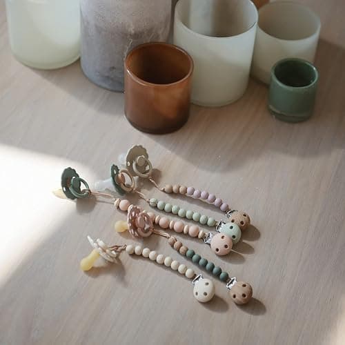 mushie 100% Silicone Baby Pacifier Clip BPA Free | Luna (Dried Thyme) - Dried Thyme thumbnail 5