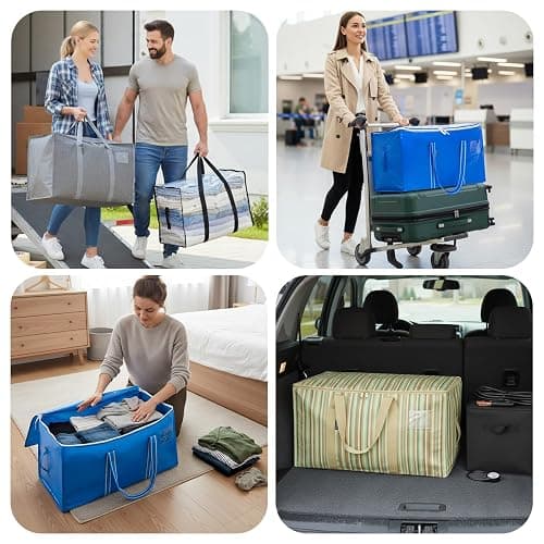 BALEINE 6-Pack Oversized Moving Bags with Reinforced Handles, Heavy-Duty Storage Tote for Clothes, Moving Supplies (Royal Blue, 6-Pack) thumbnail 3