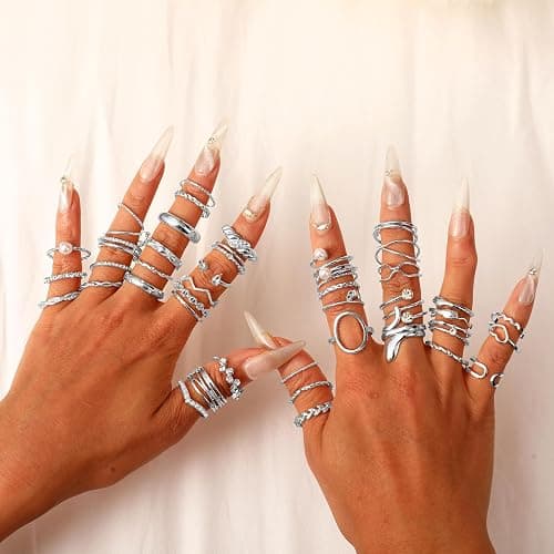 CHICUTIE Gold Knuckle Rings Set For Women Stackable Joint Finger Midi Rings Dainty Cubic Crystal Zirconia Simple Hollow Twist Cute Rings Pack Jewelry Gift thumbnail 2