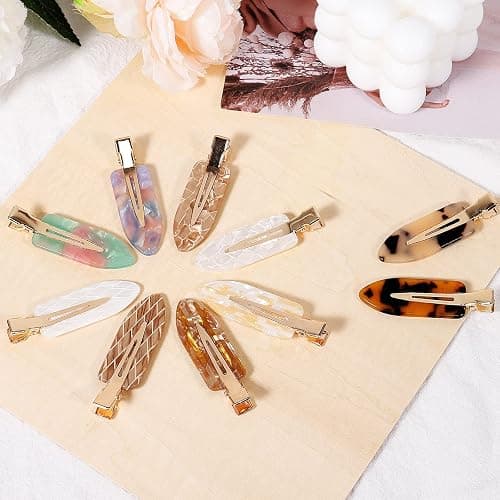 KesaPlan 10PCS No Bend Hair Clips, Acrylic Resin No Crease Hair Clips for Styling, Colorful Creaseless Flat Duckbill Hair Barrette for Makeup Hairstyle Accessories for Women Girls Gifts thumbnail 4