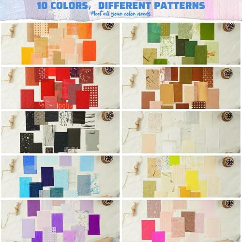 160 Sheets Textured Scrapbook Paper & Mesh Fabric Assorted Set | 10 Mixed Colors | Decorative Paper for Scrapbooking Journaling, Planners, Card Making, Decoupage | 4.72" x 3.14" thumbnail 4