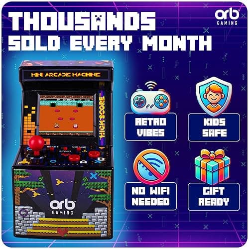 Orb - Mini Arcade Machine, 300 in-Built Games, 8-Bit Retro Arcade Games, 2.5” Full Colour Screen, 8-Way Joystick, 2 Buttons, Volume Control thumbnail 6