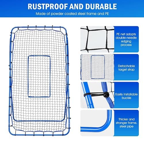Volleyball Baseball Rebounder Net, Softball Rebounder Pitchback Net Quick Adjustments, Quick Adjustments Lacrosse Bounce Back Practice Equipment, Ideal for Outdoor Indoor and Backyard Training thumbnail 9