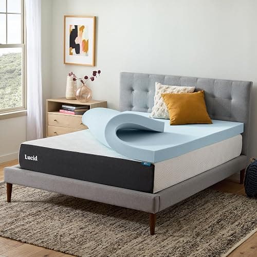 Lucid 4 Inch Memory Foam Mattress Topper, Twin XL Size – Cooling Gel Bed Topper – Preassure-Relieving Ultra Plush Feel – Ventilated Breathable Design – CertiPur Certified - Dorm Room Essentials thumbnail 8
