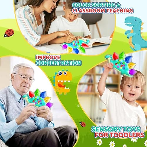 Christmas Stocking Stuffer Gift for Toddler Grandkid Boys Dinosaur Color Sorting Sensory Toy Fine Motor Roadtrip Travel Essential Autism Dementia Fidget Preschool Classroom Activities for Kid Aged 3-5 thumbnail 5