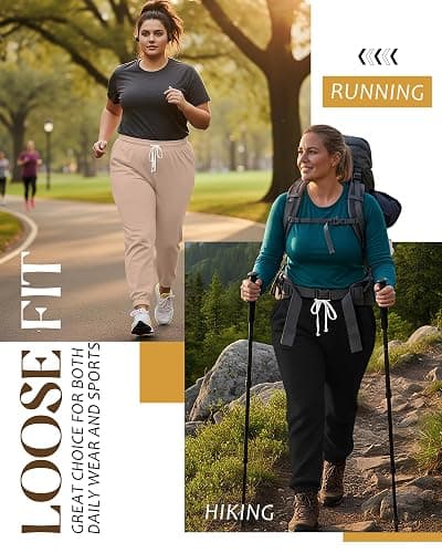 Neer 3 Pack Women's Plus Size Sweatpants Casual Loose Fit Drawstring Joggers Lightweight Athletic Lounge Pants with Pockets thumbnail 4