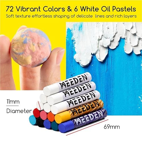 MEEDEN Soft Oil Pastels Set: 102Pcs Oil Pastel Kit with 72 Colors & 6 White Pastel - All in One Oil Crayons with Paper, Palette Knife, Masking Tape - Art Supplies for Artists Beginners Adult Christmas thumbnail 6