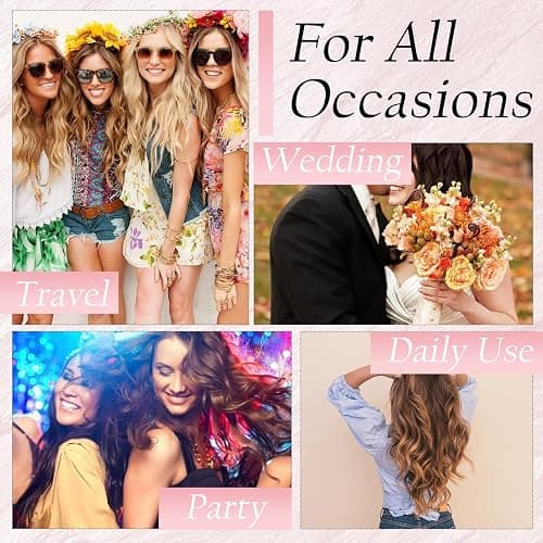Vlasy Hair Extensions Clip in,7PCS Wavy Clip in Extensions,20 Inches Long Synthetic Clip on Hair Hairpiece Full Head for Women Girls(1B#) thumbnail 7