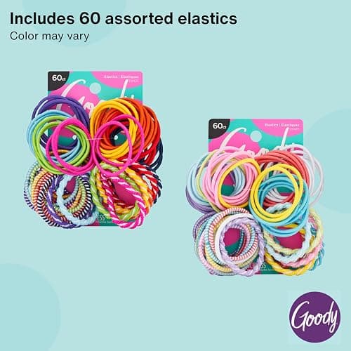 Goody Kids Ouchless Hair Elastics – No Pull, No Breakage, Tangle-Free Hold for Fine Hair – 60 Count, Assorted Colors, Long-Lasting Ponytail Holders for Girls & Boys thumbnail 5