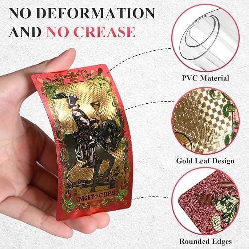 EGCUQ 78 Pink Tarot Cards with Guide Book,Gold Foil Rider Waite Tarot Deck PVC for Beginners to Expert (Pink) thumbnail 5