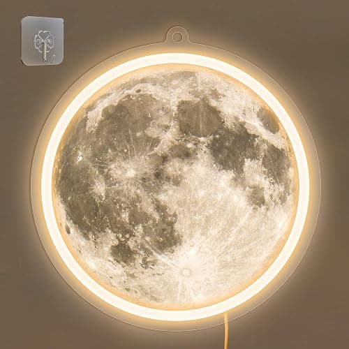 Anywin Moon Neon Light Sign, Moon Wall Lights, Neon Sign for Wall Decor, Led Mood Lighting with Dimmer for Living Room, Bedroom, Home Bar, Gaming Room,Dorm - Image 1