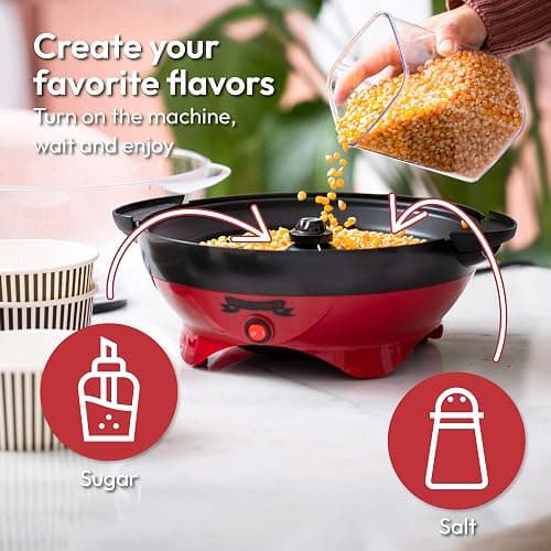Gadgy Popcorn Machine – 800W Electric Hot Oil Popcorn Maker with Non-Stick Plate, Lid & Stirrer – Large 24-Cup Popper for Home, Parties, Movie Night – Butter, Sugar & Spice Compatible thumbnail 5