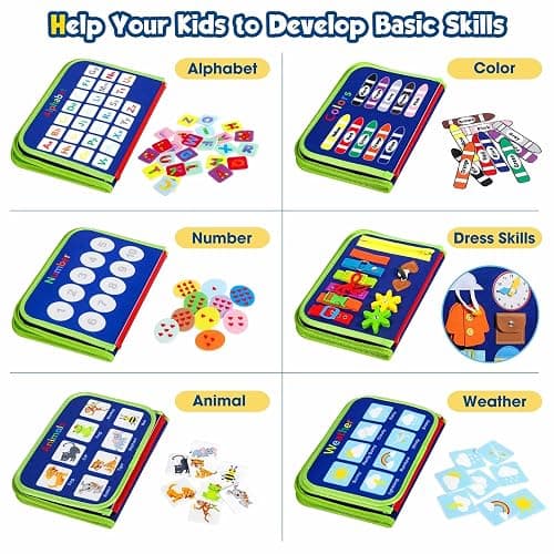 Winblo Toddler Busy Board - Montessori Toys for Toddler Boy Birthday Gift, Educational Learning Sensory Busy Book for Toddler Boys, Toddlers Activities Travel Toys for Airplane Car thumbnail 3