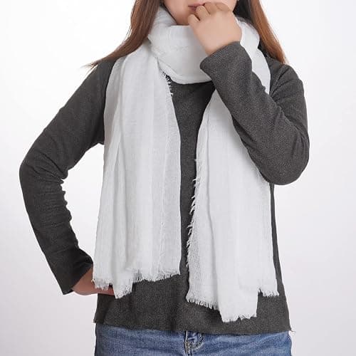 Women Summer Cotton Blend Crinkle Vintage Soft Long Scarf Linen Beach Shawl Wrap thumbnail 3