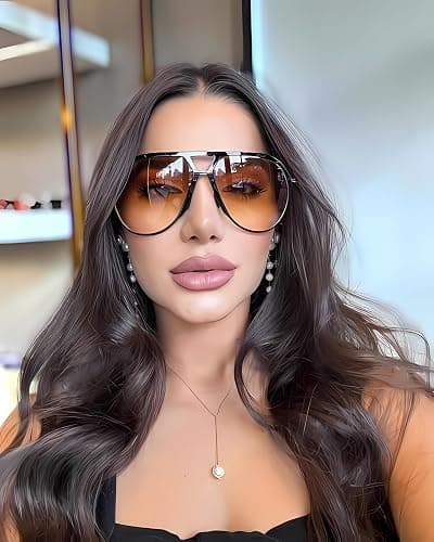 GUVIVI Retro Aviator Sunglasses for Women Men Oversized Classic 70s Vintage Trendy Tangle Free Square Aviators Sun Glasses thumbnail 8
