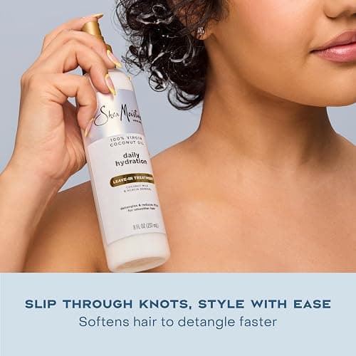 Shea Moisture 100% Virgin Coconut Oil Leave-in Treatment, 8 Ounce | For dry hair and curls - hydrates, softens, detangles, and improves manageability with 100% Virgin Coconut Oil. thumbnail 5